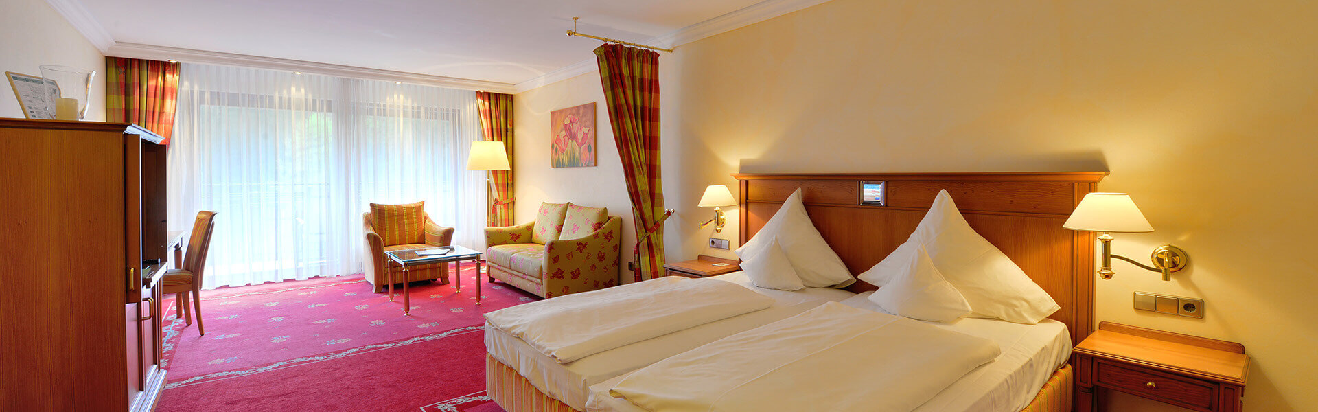 Ansicht auf ein Hotelzimmer des Mönchs Waldhotel